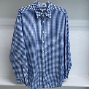 Turnbury Men’s XL Blue Check 100% Cotton‎ Long Sleeve Button Down Dress Shirt